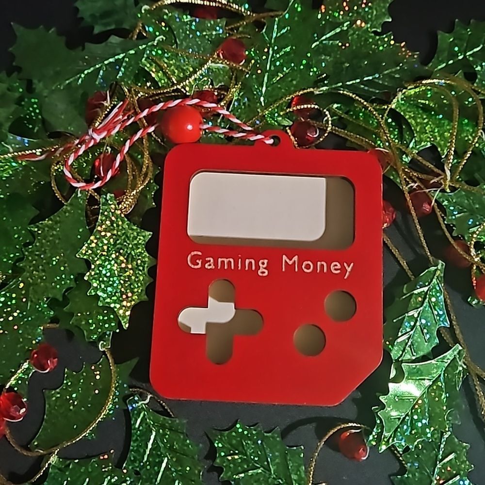 Wooden 🎁 Gaming Money Red Ornament Money / Bill Holder NWOT